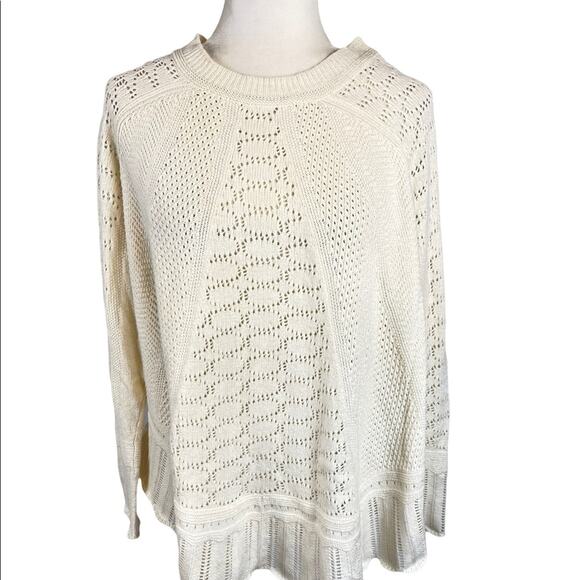 Anthropologie Angel of the North Nulia Circle Hem Poncho Sweater Cream Small - Picture 7 of 10